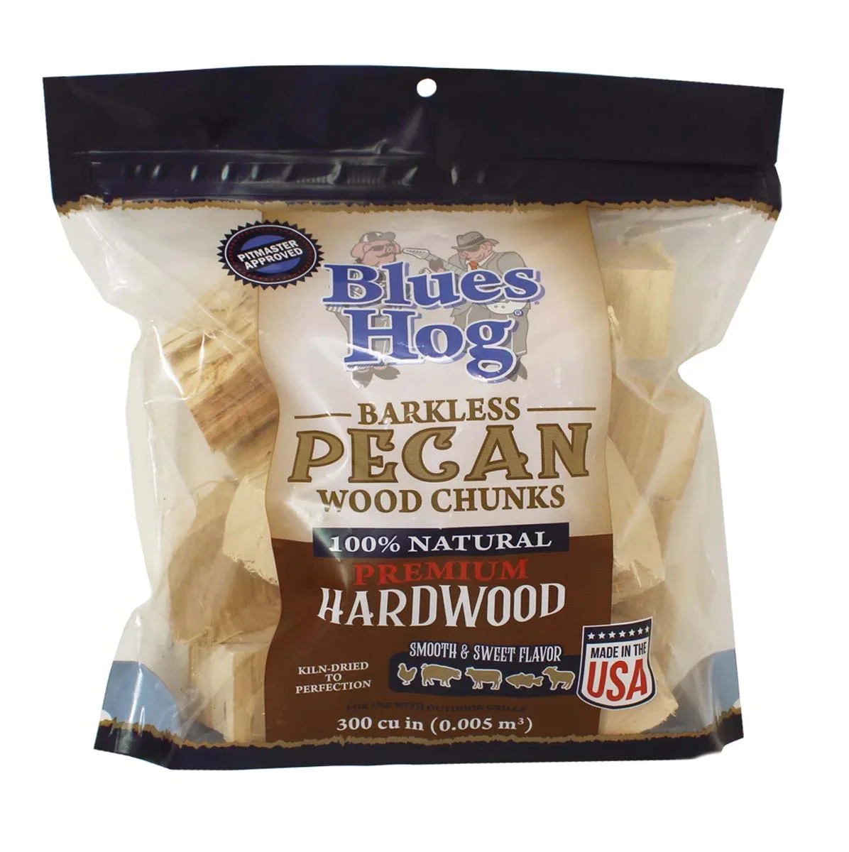 Blues Hog Barkless Pecan Wood Chunks (300cu/in) 1 Blues Hog Barkless Pecan Wood Chunks (300cu/in)
